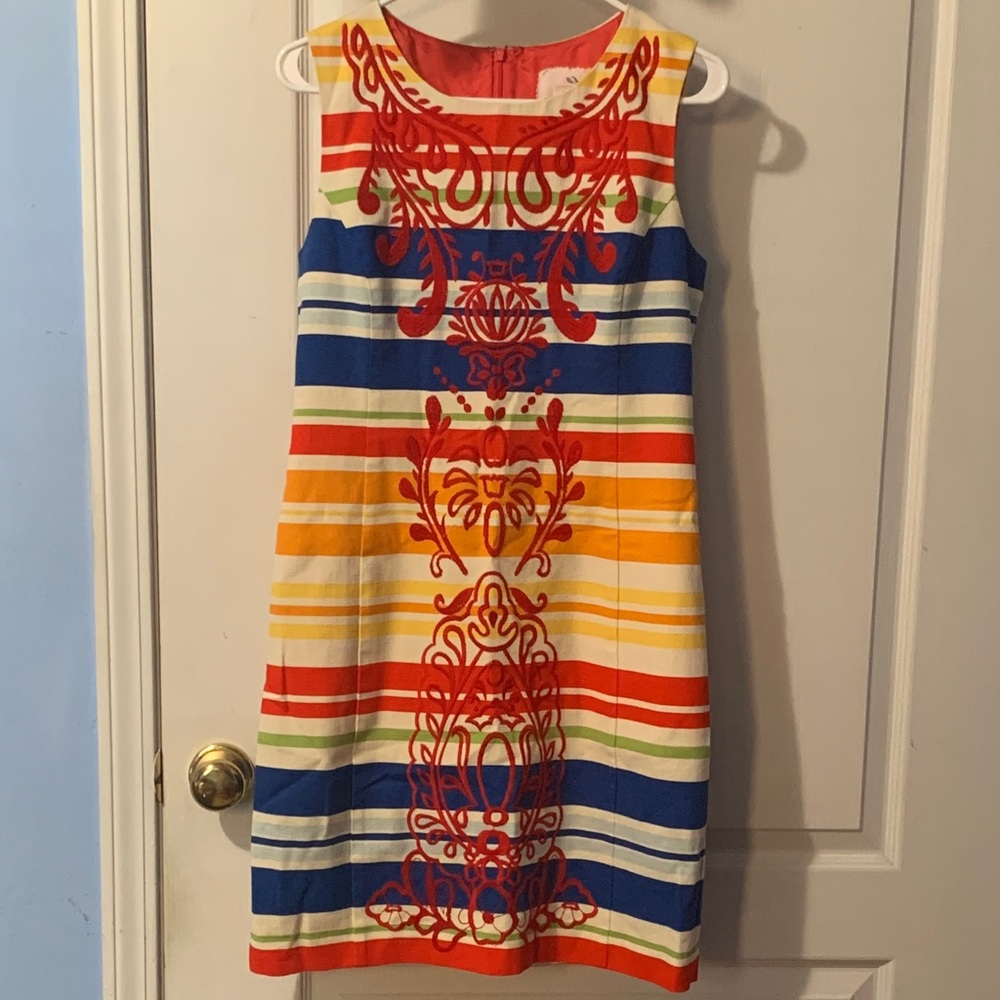 Tabitha Red and Yellow Embroidered Dress
